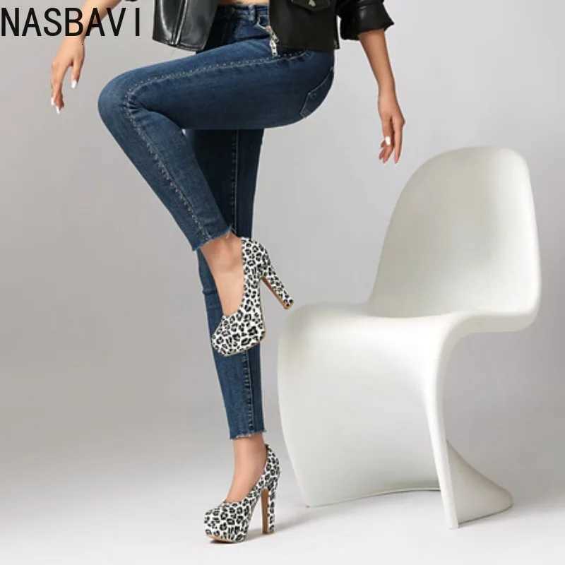 New BAVI Dress Leopard Shoes Pattern Wen's Pumps Super High H Round Toe Platform Party Shoes Sexy Plus Size 34-48 Spring Collecti J260922