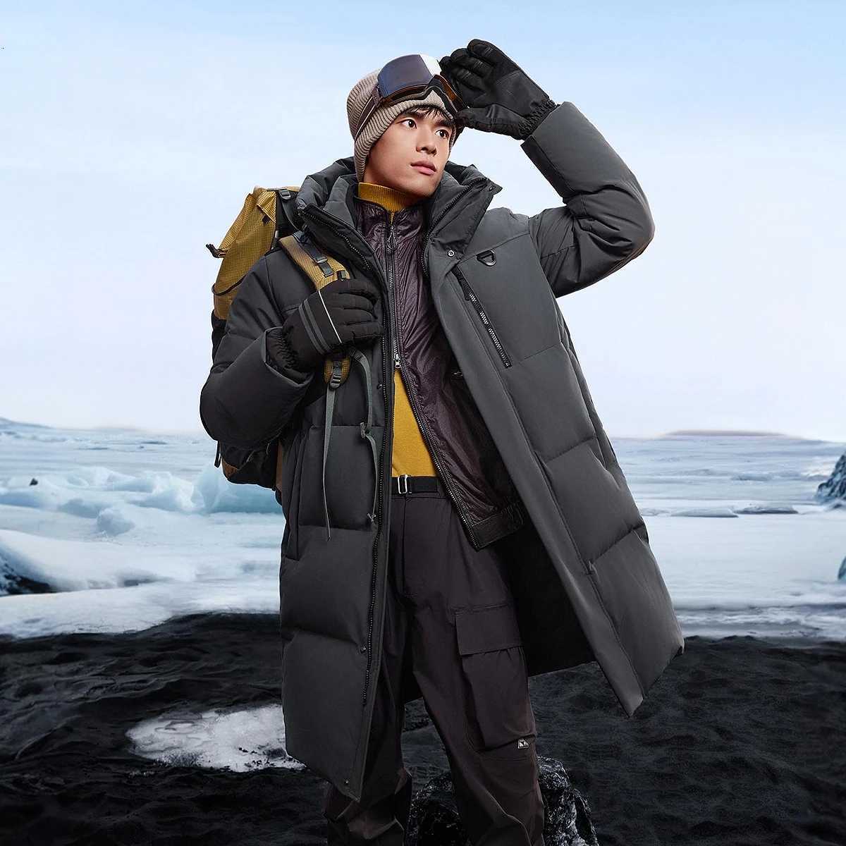 Down Parkas Bosideng Mens Men's Winter Down Jacket Extreme Warm Hooded Coat Workwear Style Multiple Pockets Windproof Long Parka Outdoor Skiwea