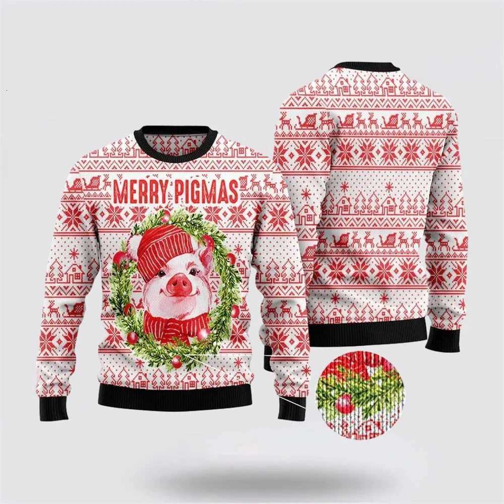 Women's Sweaters Cute Pig Graphic Unisex Ugly Christmas Sweater For Men Women Clothes Harajuku Fashion Male Streetwear Casual Man Y2k Pullovers