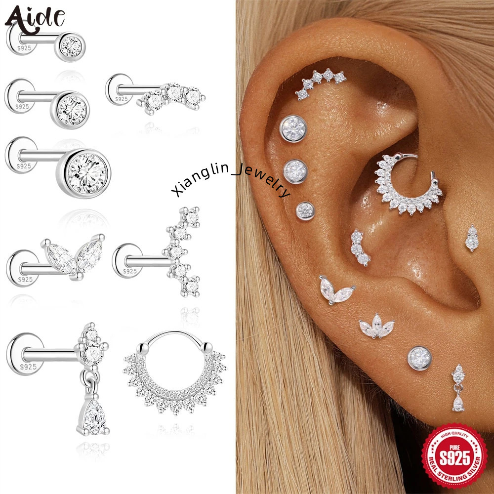 Aide Moissanite Diamond Stud Earrings for Women Orginal 925 Sterling Silver Screw Back Women Flat Back Moissanite Earring Jewel