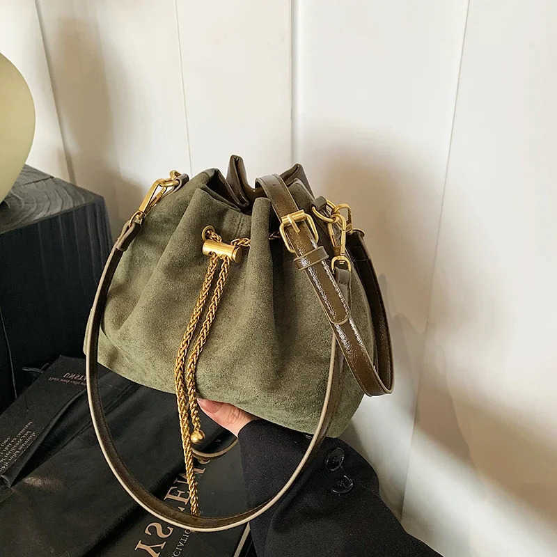 Cross Body Soft Solid Faux Suede Simple Commuting Crossbody Bags 2026 Hot Sale Sewing Sweet Bags for Women Thread String Women's Handbags D2609
