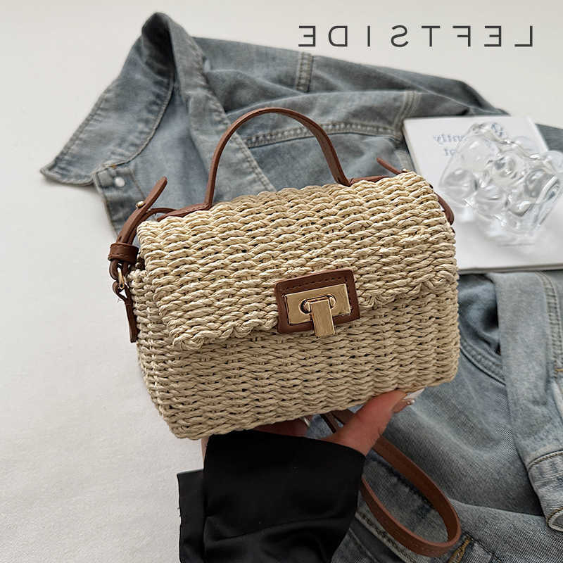 Cross Body LEFTSIDE Mini Woven Straw Shoulder Bags for Women 2025 New Summer French Style Raffia Flap Crossbody Bag Females Beach Handbags D260923