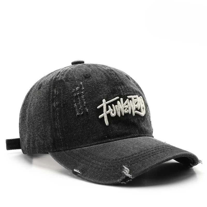 Japanese Retro Washed Denim Letter Embroidered Cap Outdoor Sports Mens Travel Sun Hat Baseball Cap Classic Versatile Comfortable Z260922