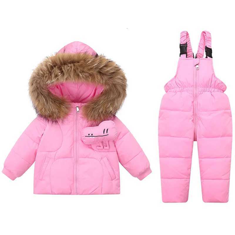 Clothing Sets 2025 Winter Children Girl 2PCS Clothes Set Hooded Thicken Warm Down Jacket For Girl Infant Baby Overalls 1-5 Years Kids Snowsuit X2609