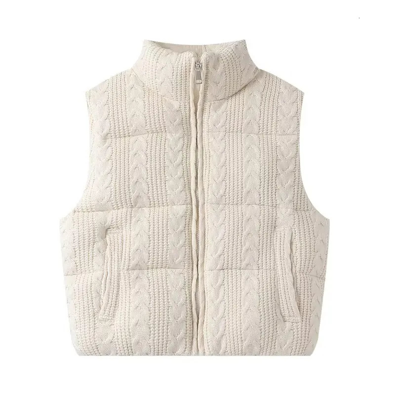 Women's Vest Jackets Coat Knitted Outwear Beige Sleeveless Tops Solid Waistcoat Solid Streetwear Fashion inszart Woman Coat 260923