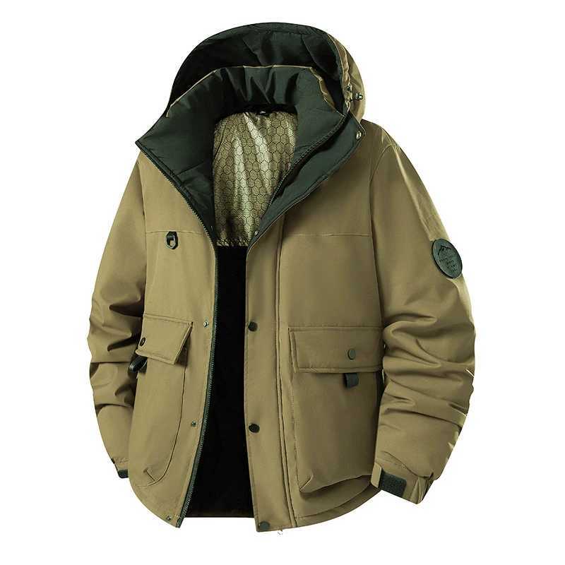 Plus Parkas Men's Size Down Loose Thick Hooded Windproof Cotton Jacket For Men Autumn Winter Versatile Mountaineering Sports Warm Casual Daily