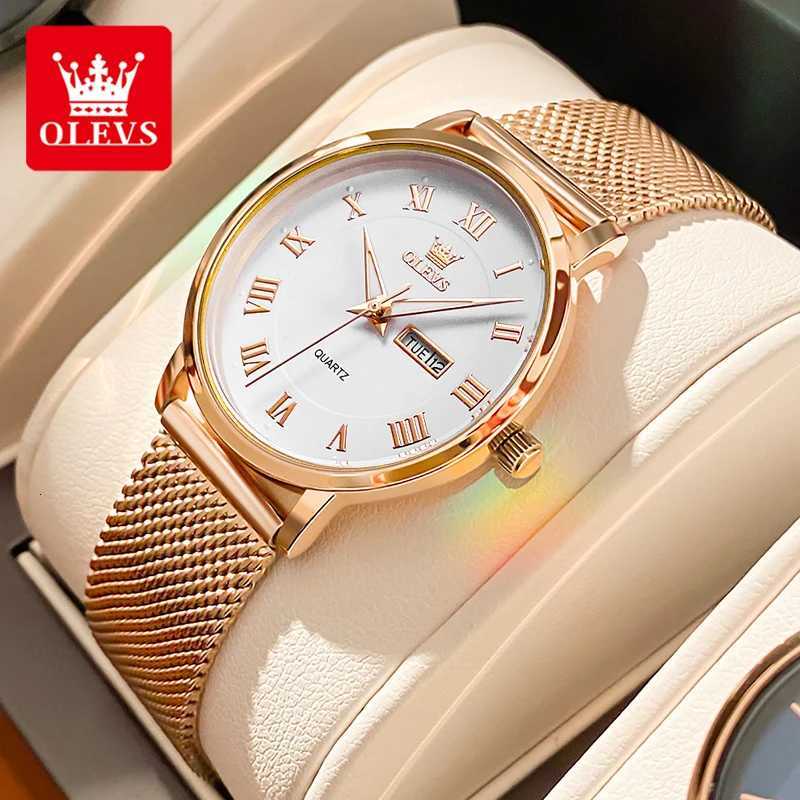 Women's Watches OLEVS 2920 Women's Watch Top Quality Stainless Steel Waterproof Double Calendar Quartz Watch Classic Fashion Luxury Women