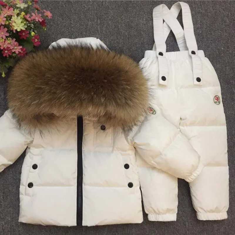 Clothing Sets Russian Winter Down Suit For Girls Warm Children Winter Suits Boys Duck Down Jacket+overalls 2 Pcs Clothing Set Kids Snow Wear X260922