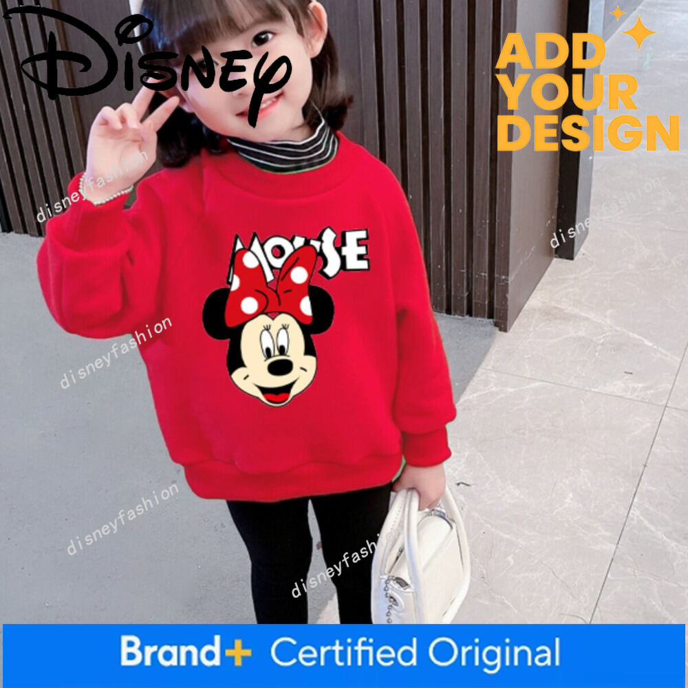Mouse Girls' Sweatshirt with Lining, Thickened Minnie Children's Autumn and Winter Clothing, Boys' Mickey Pullover Fleece Sweater, Lo