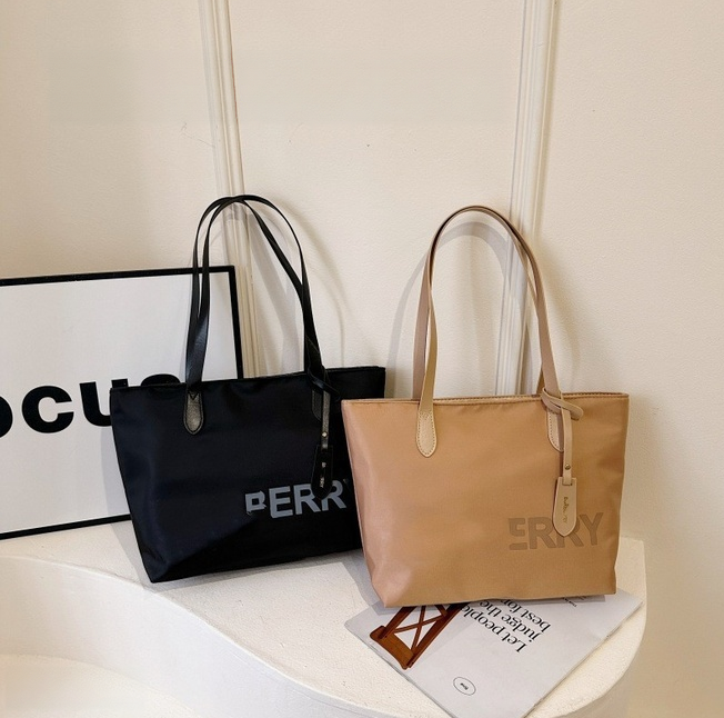 Designer wallets Trendy Letter Print Nylon Tote Bag, Large Capacity Waterproof Shoulder Handbag for Women Daily Commute