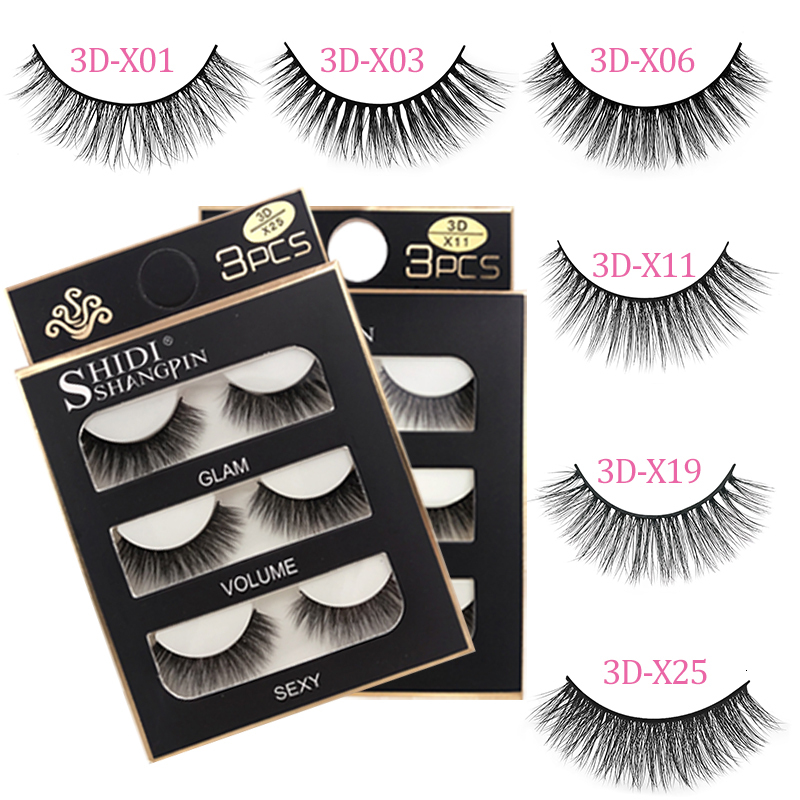 SHIDISHANGPIN 3 pairs 29 styles False Eyelashes Natural Long 3D Faux Mink Hair Soft Fluffy Wispy Handmade Lashes Eye Maquiagem W260923