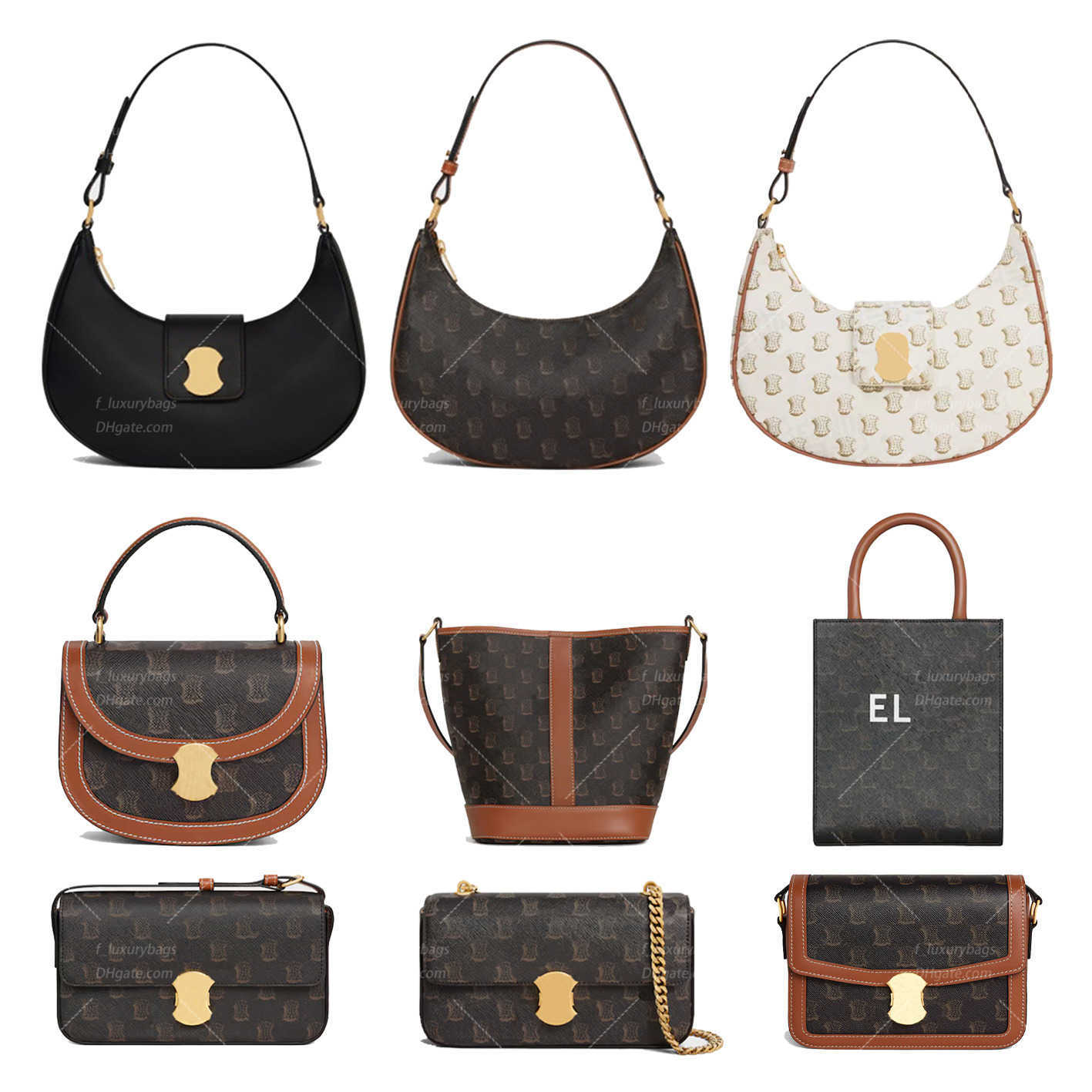 10A quality Designer bag tote Luxury handbags leather AVA TRIOMPHES Underarm bag Womens mens half moon bag fashion crossbody Shoulder Bag armpit Eve