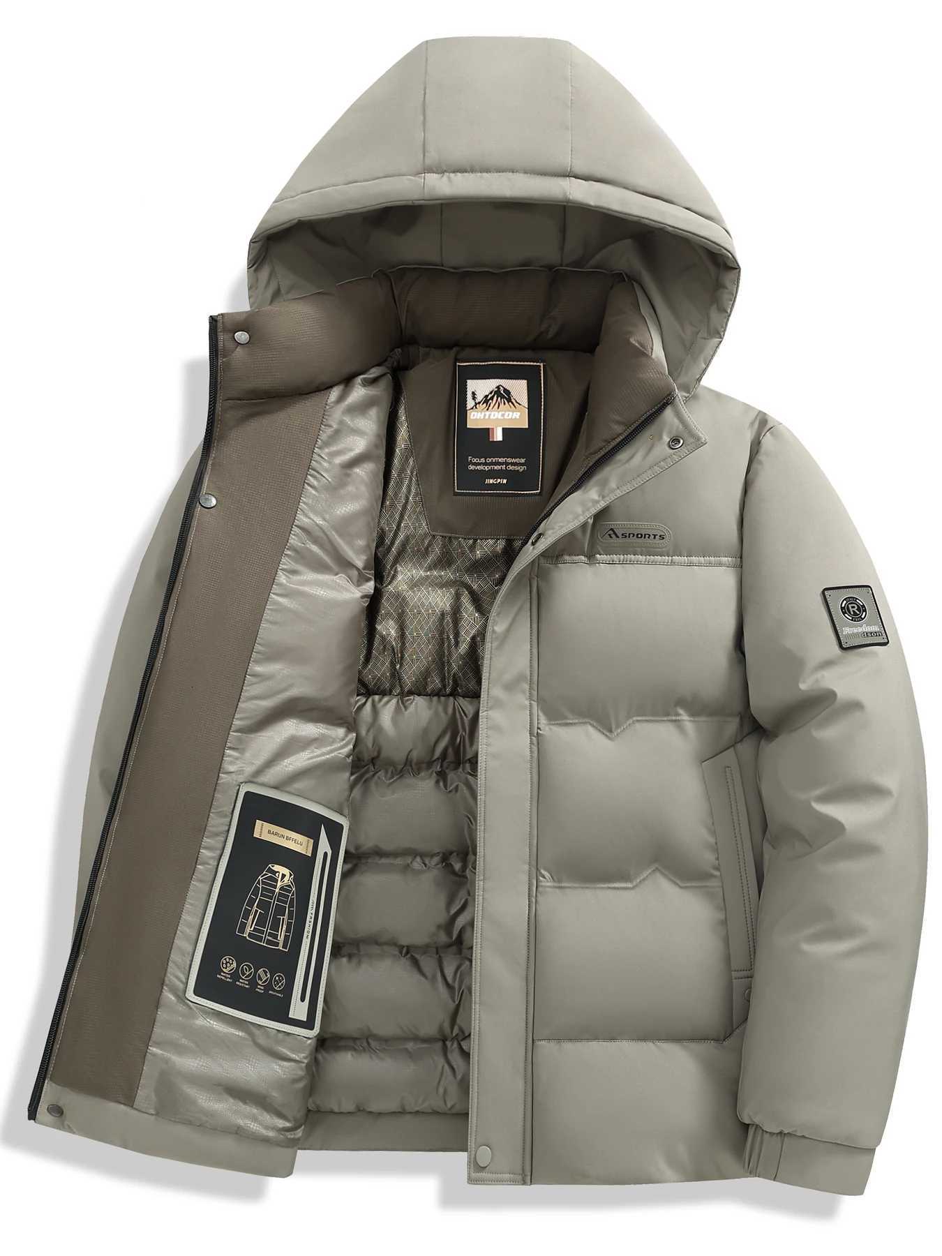 2026 Parkas Men's Winter Down New Style Men's Detachable Hat Casual Business Cotton Jacket Warm Jacket Outdoor Clothing for Men C260922