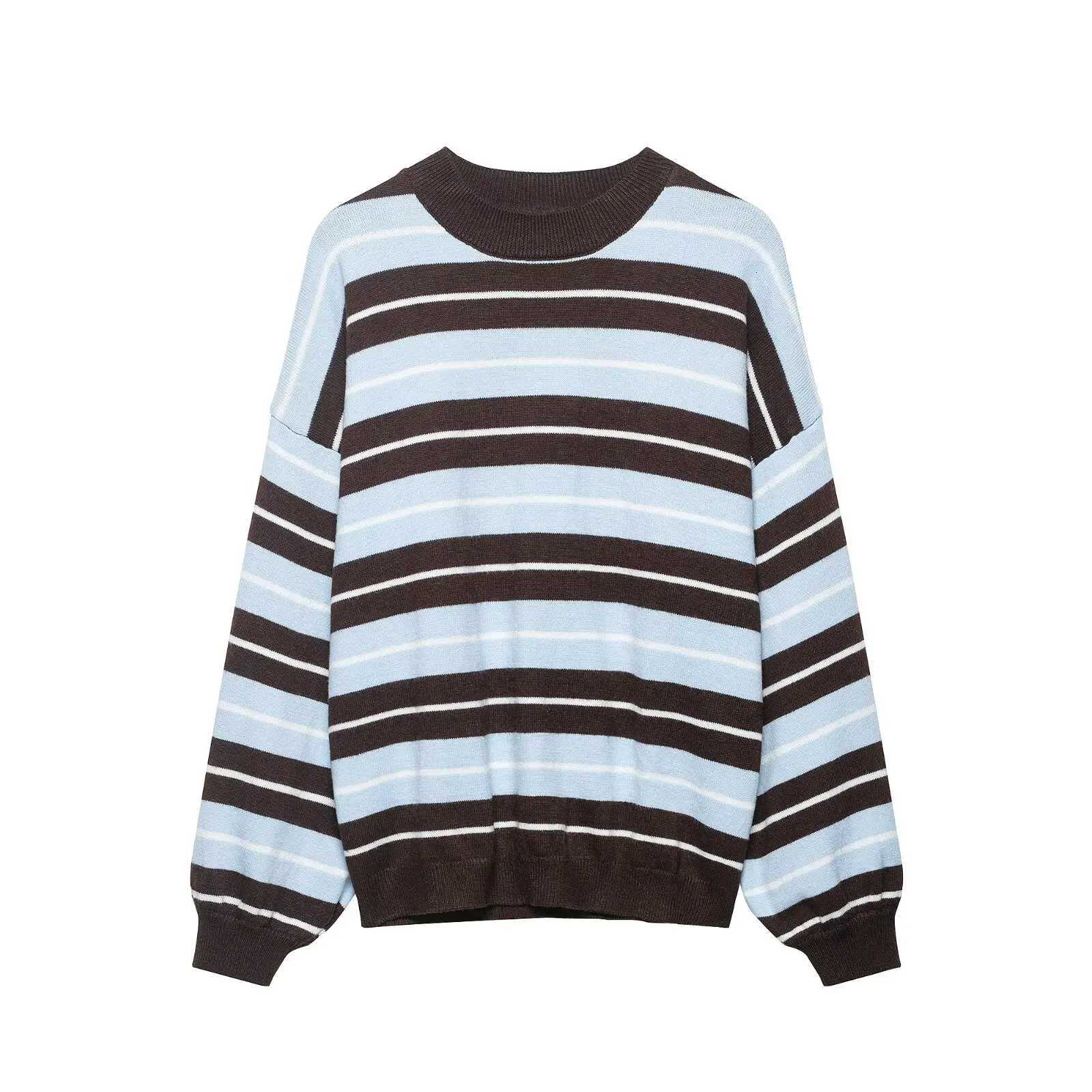 Women's Sweaters Women's Sweater Pullover Striped Knitwear Casual Loose Long sleeve Knitted Tops 2026 zartins Jumpers Blue Vintage Woman S