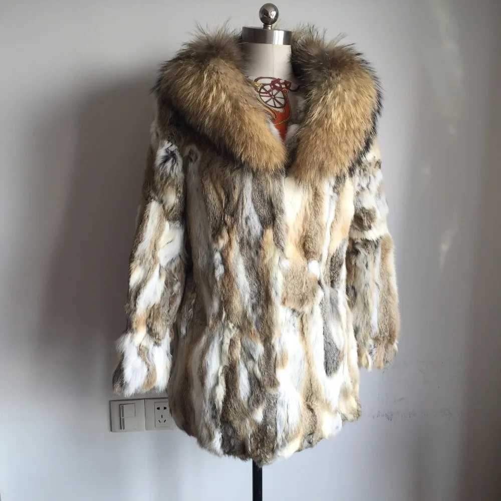 2021 Big Natural Raccoon Fur Collar Coat Rabbit Fur Overcoat New Arrival Top Sale Factory Retail Fur TSR157 M2609221