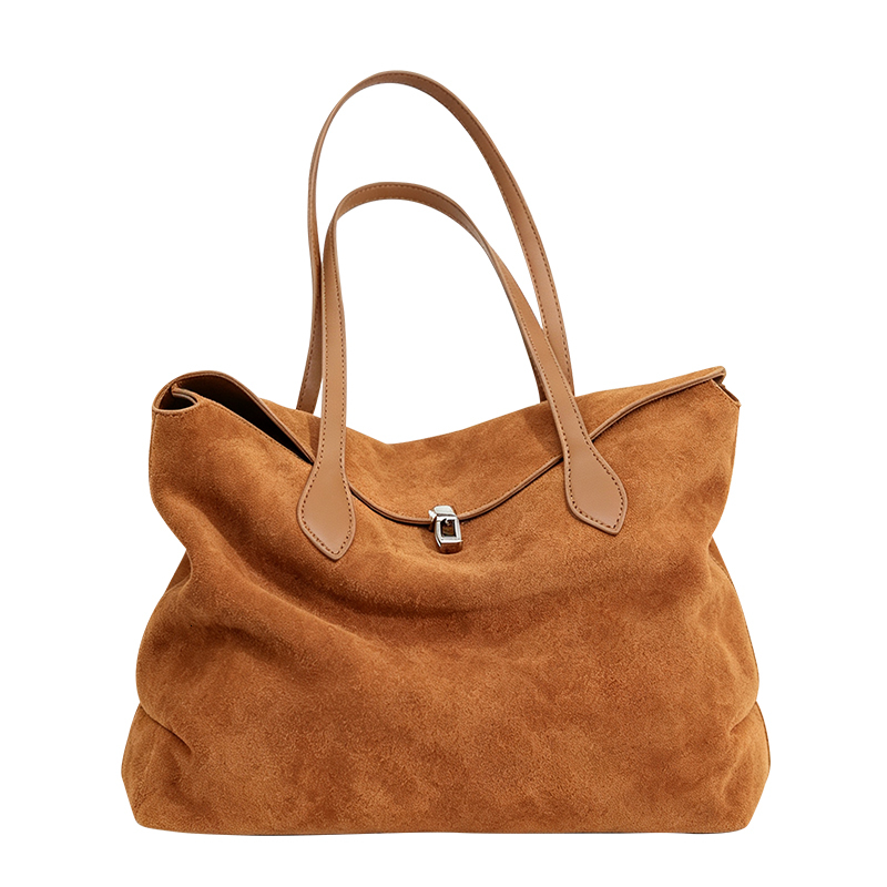 Fashion Tote Bag Women S Suede Handbags Genuine Leather Large Capacity Shoulder Ladies Luxury Designer Female Business Bags KABAHEBINGJUE
