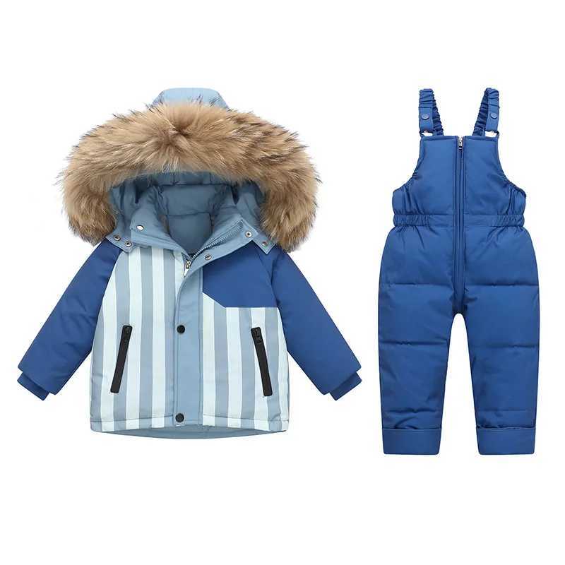 Clothing Sets Winter Jackets Jumpsuit for Kids Girls Thick Warm Snowsuits Boy Duck Down Coat Fur Collar Outerwear Children Ski Suits Overalls X26092