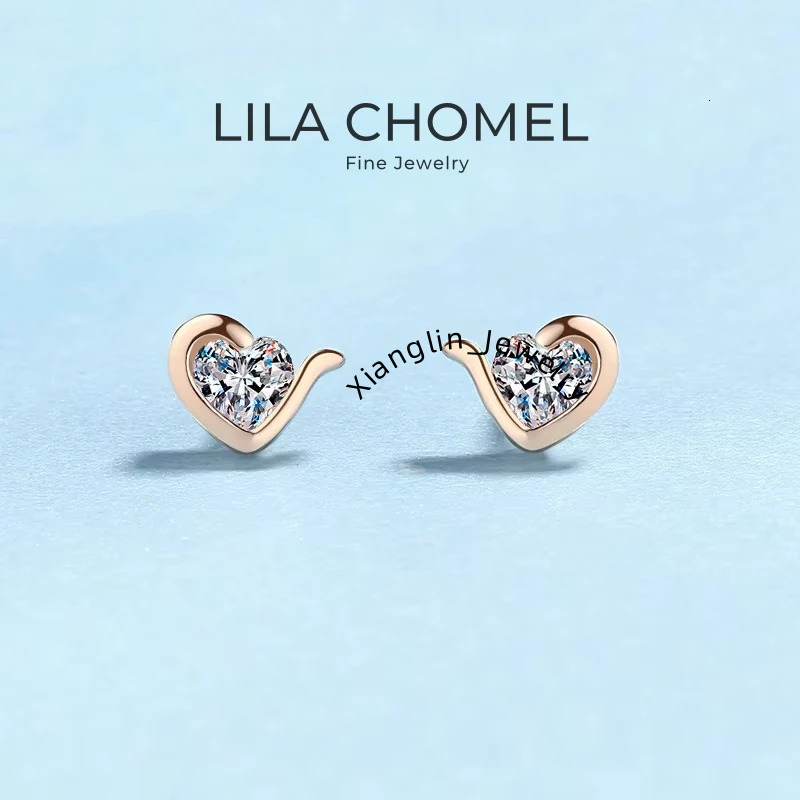 Heart Style 18K Rose Gold Stud Earrings for Women Moissanite Diamond 0.6ct Daughter Birthday Gift Fine Jewelry Girl Engagement