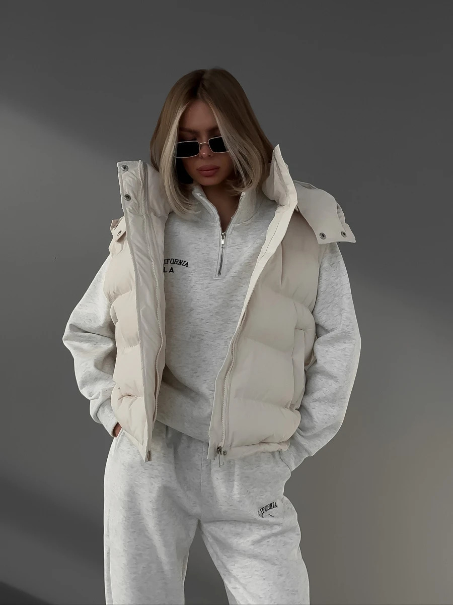 Bornladies Womens Autumn Winter Sleeveless Hooded Puffer Vest Trendy Outerwear Fashionable Spicy Girls Coats Vests 260923