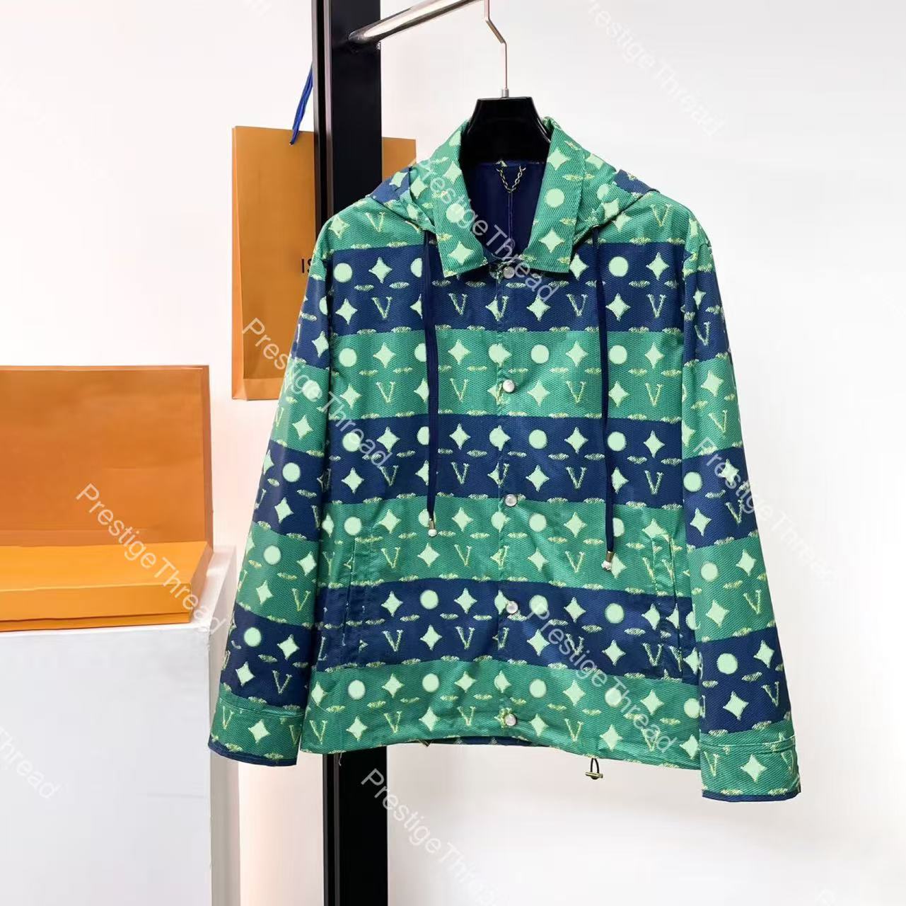 2026 Fall/Winter New Men's Jackets: Designer Color-Block Monogram Hooded Jacket with All-Over Letter Jacquard