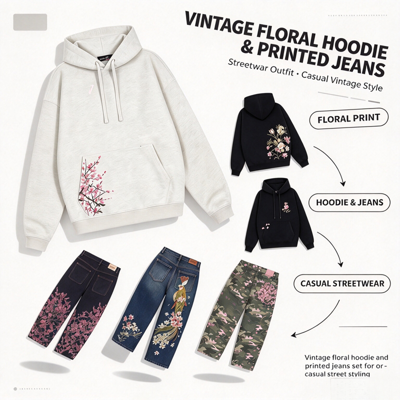 New derschutze Hoodies Men's Designer hoodie Plum Blossom Embroidery JacketWomen Street Retro Zipper Hooded derschutze Jacket denim loose pants