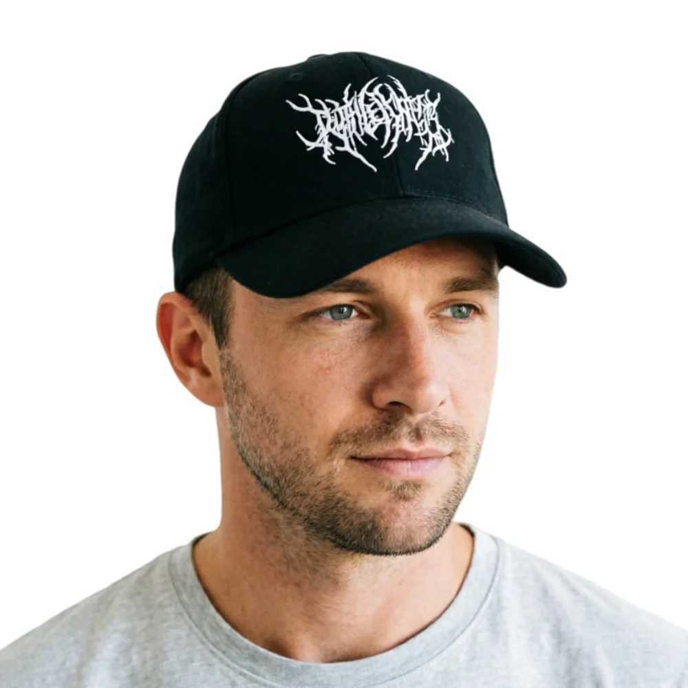 Gothic Street Punk Embroidery Pure Black Cotton Adjustable Baseball Cap Men Women Hip Hop Dad Sports Cap New Z260922