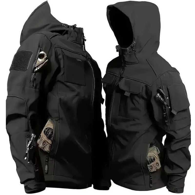 Military Men's Tactical Down Parkas Winter Autumn Fleece Parkas Cargo Jackets Men Windbreak Hiking Camping Climbing Sharkskin Casual Hooded Coa