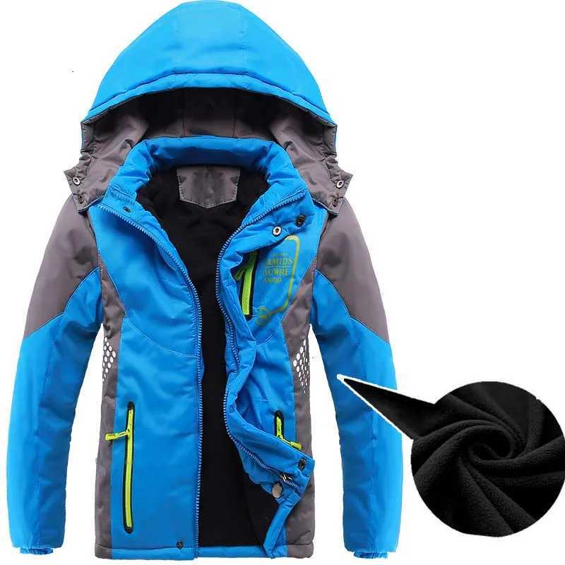 Clothing Sets Winter Warm Fleece Padded Thick Child Coat Waterproof Contrast Detachable Hood Zipper Girls Boys Jackets Kids Outfits 3-12 Years X2609