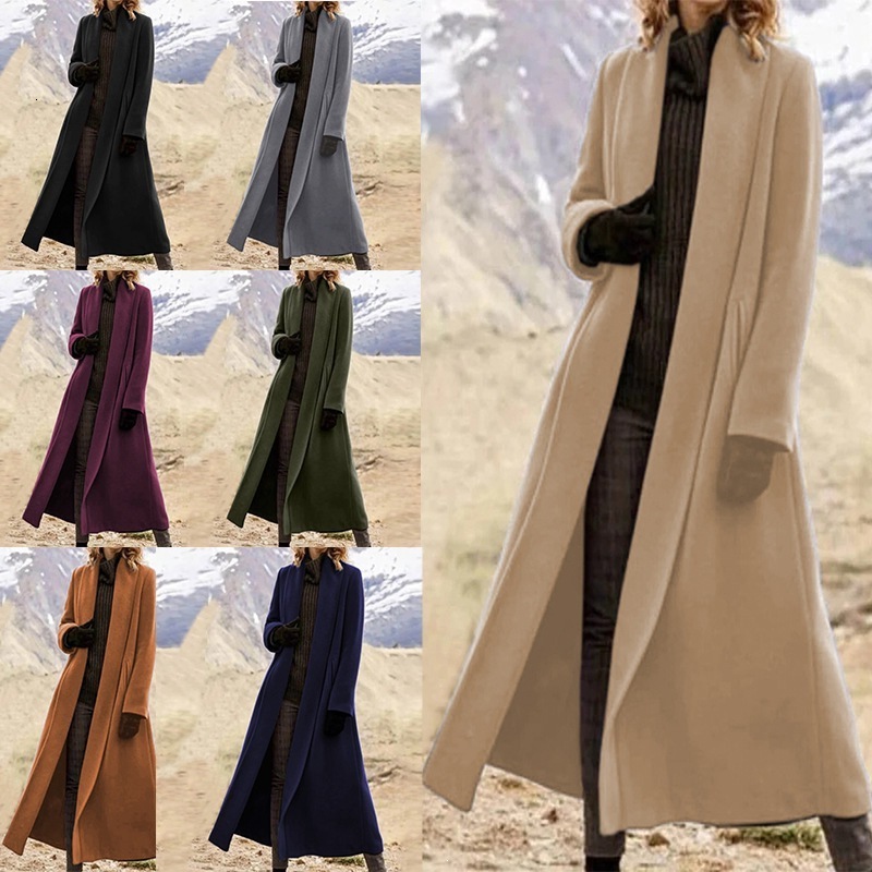 Cross border Women s Fashion and Extra Long Plus Size Coat Casual Woolen Trench Coat TEMU Independent Station