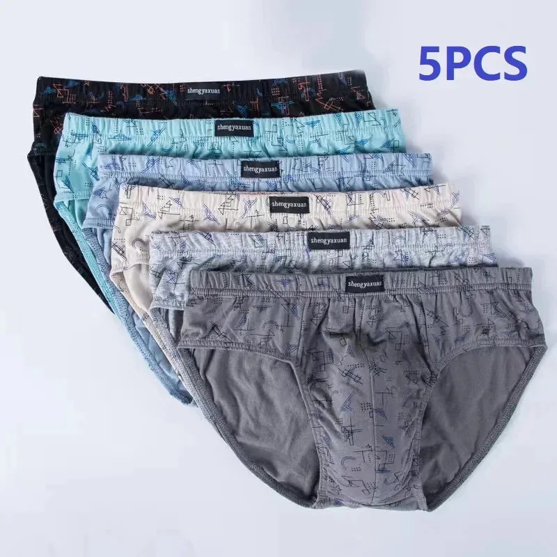 3PcsLot High Quality Mens Cotton Briefs Loose plus Size Printed Youth Shorts Comfortable Male Underwear 260922