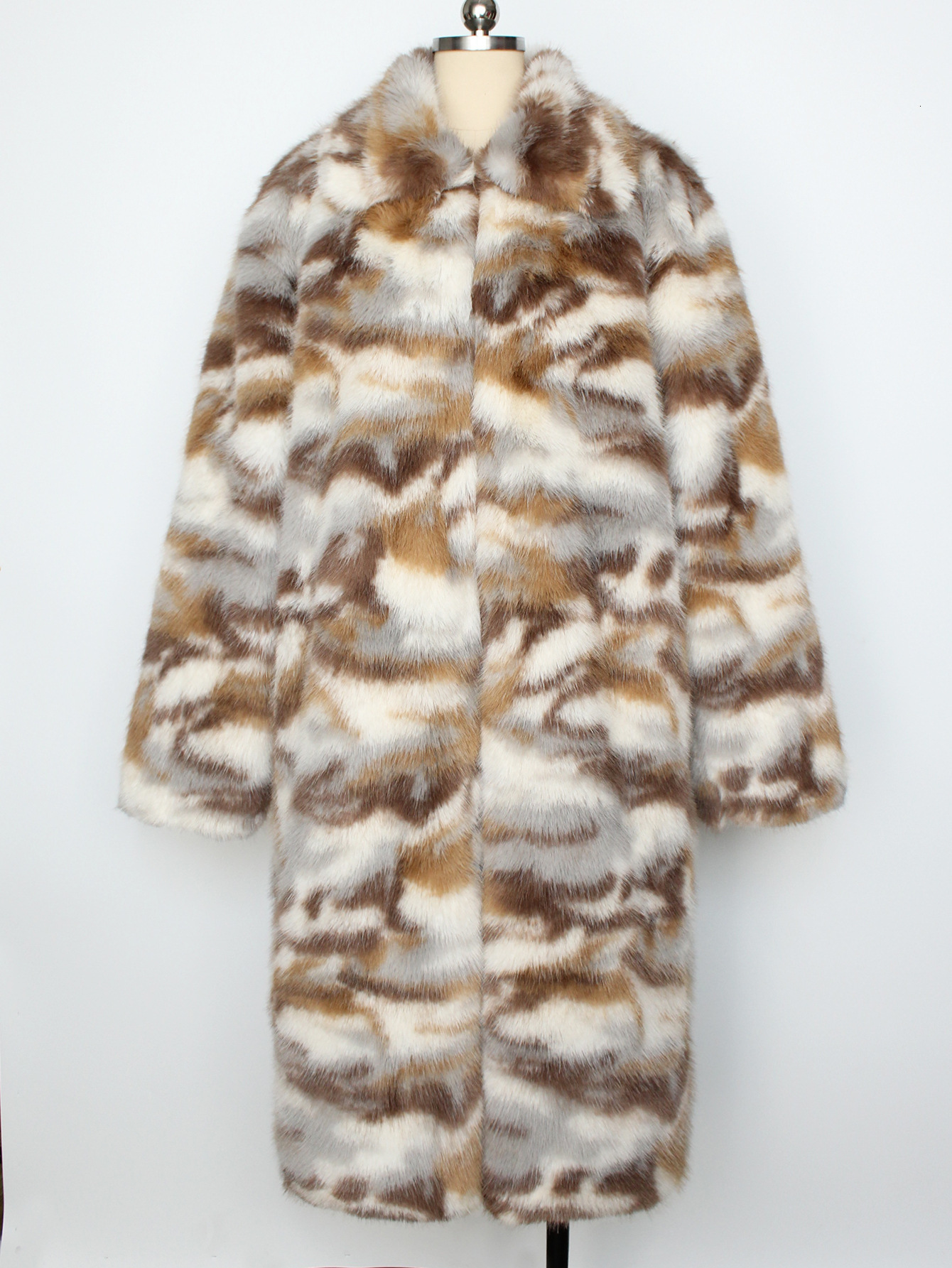 Men 2026 European American autumn/winter men's fur long coat, color-blocked, warm, and plush, mink coat