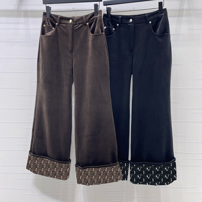 Designer Women Vintage Flared Pants Roll Cuff Printed Hem Loose Long Trousers Autumn Streetwear Y2K Style Casual Sweatpants