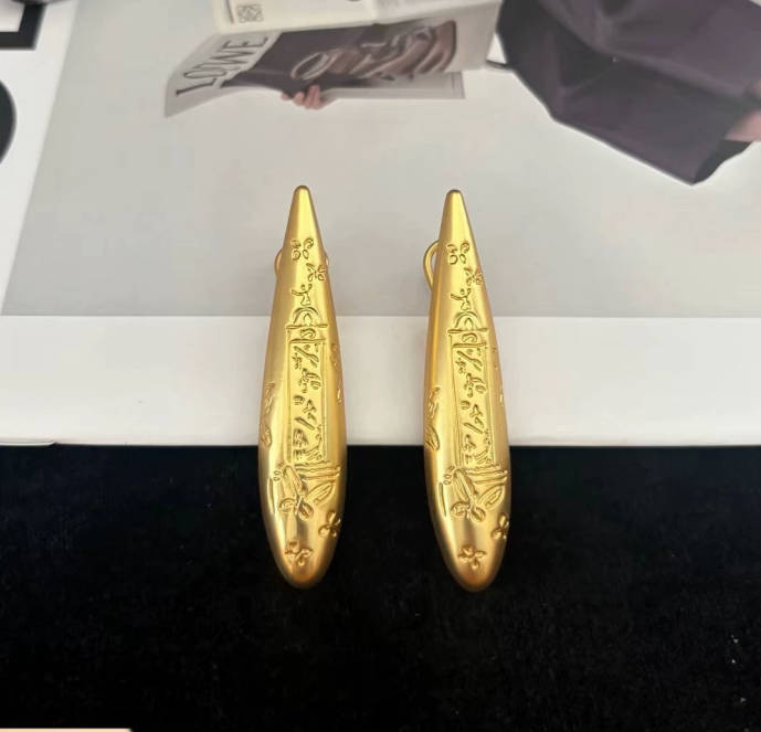 Designer Good quality Real 18K Gold Plated Brass Schiaparelli Drop Stud Earrings Jewelries Stamp Letter Gift SCHE058B081