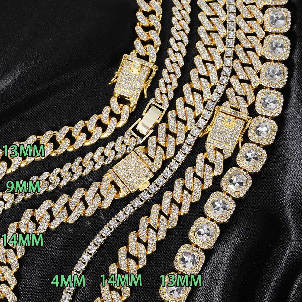 mi Out Chains Cuban d Link Chain Necklace For Men Wen Micro Paved CZ Rhinestone Gold Color Hiphop Necklace Jewelry Accories N260922