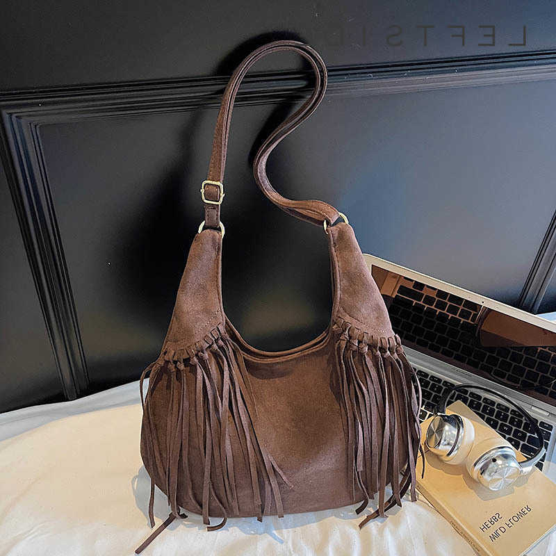 Cross Body LEFTSIDE Design Faux Suede Shoulder Bags for Women 2025 Tassels Crossbody Bag Females New Handbags and Purses D260923