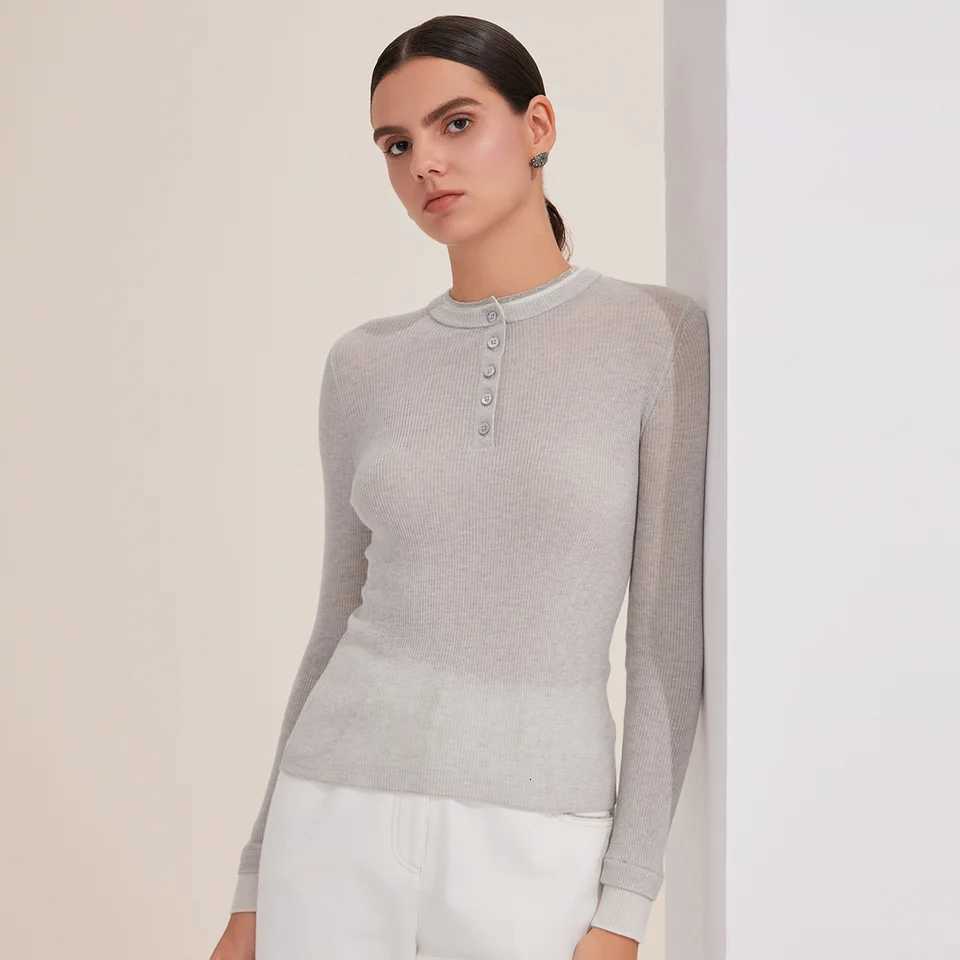Women's Sweaters BY3521237 Lightweight Superfine Merino Wool Knit Sweater Long Sleeve Pullover Women's Fall Jumper Clothes H260923