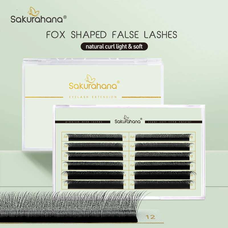 False Eyelashes SAKURAHANA Slant Flying Fox Shaped Premade Volume Fans Eyelashes 3D 4D 5D Soft Faux Mink Individual Lashes Fluffy False Eyelash X260