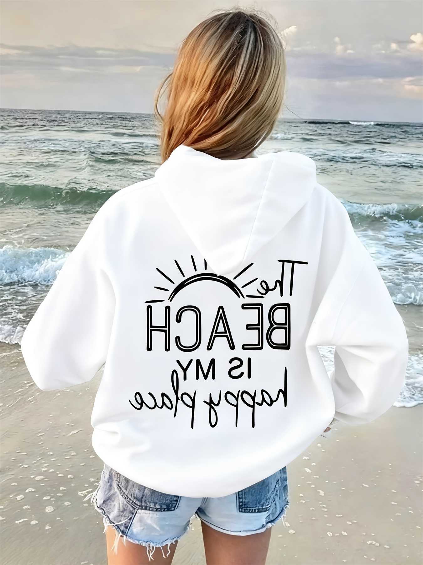 Hoodies Sweatshirts Lady's fall-winter Women's hooded pullover hoodie casual and relaxed fashionable printed top long-sleeved with hood sp