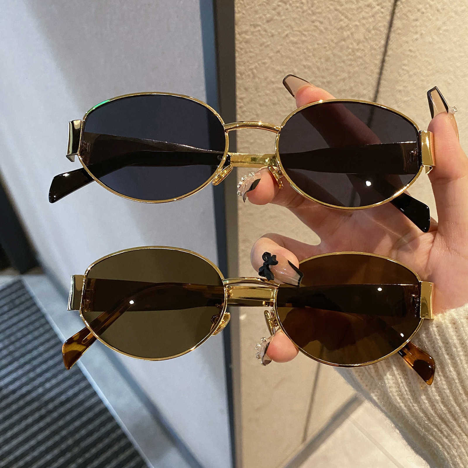 Unisex Trendy Sunglasses Oval Sunglasses for Women 2026 Luxury Brand Designer Metal Frame Sun Glasses Ladies Holiday Vacation Round ShadesT260923