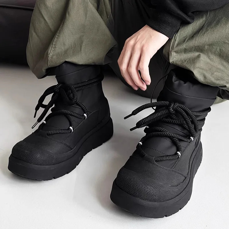 ner Stivali da neve da uomo Stivaletti invernali alti alla caviglia Outdoor antiscivolo Impermeabili Scarpe casual in cotone Peluche Stivali da lavo