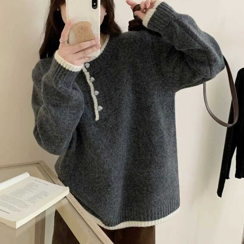 Women's Sweaters Women's Round Neck with Autumn Winter Style Fashionable Pullover Layered Sweater Korean Style Unique Base Top D260923