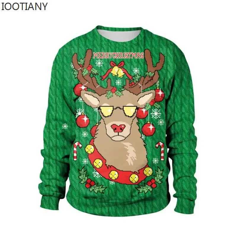 Women's Sweaters Men Women Reindeer Ugly Christmas Sweaters Jumpers Tops 3D Funny Printed Xmas Sweatshirt Pullover Autumn Winter Festive Clothi