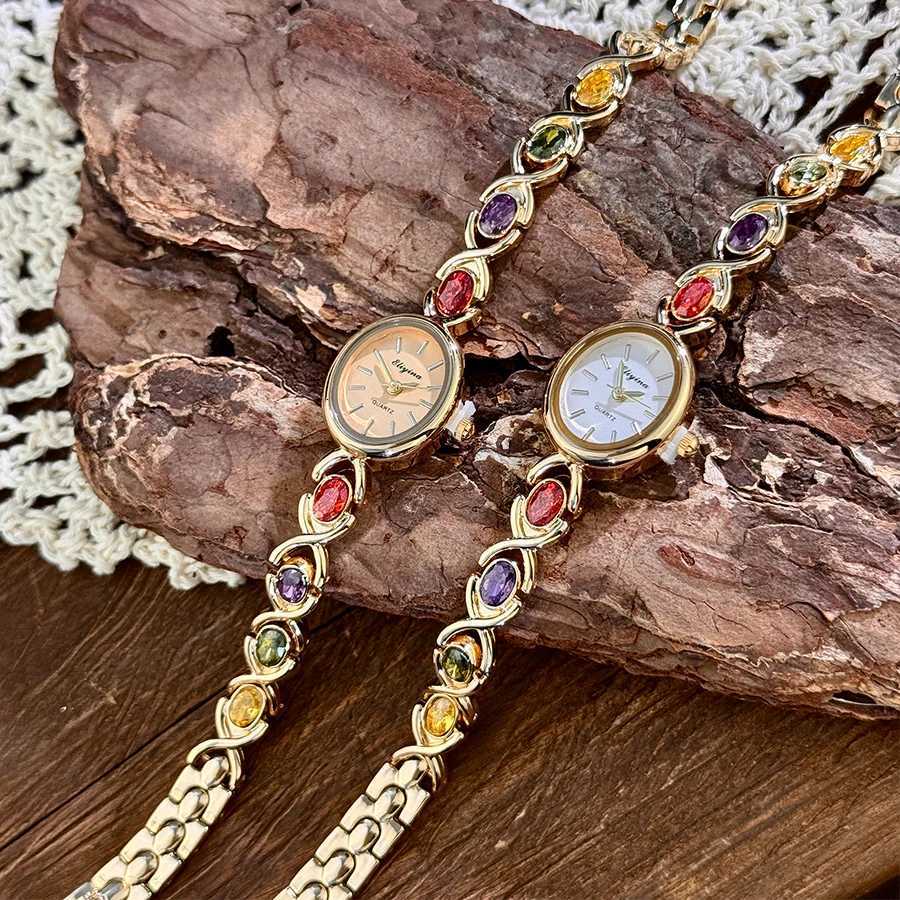 Women's Watches New Arrival TikTok Diamond Embedded Oval Shape Miniature Retro Rainbow Luxury Watch Elegant Compact Design Direct SaleT260923