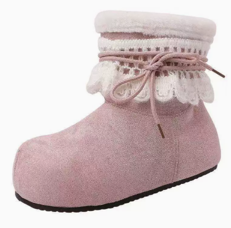 Women's Cute Winter Snow Boots, Fleece Lined Warm Ankle Boots, Chunky Elevated Sole Comfortable Casual Winter Boots