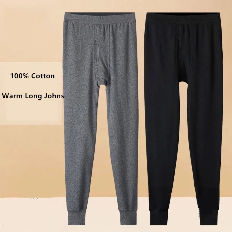 100% cotton Thermal Underwear Pants Bottoms Men Long Johns Autumn Winter Leggings Sleepwear Jogger Male Basic Underpants 260922