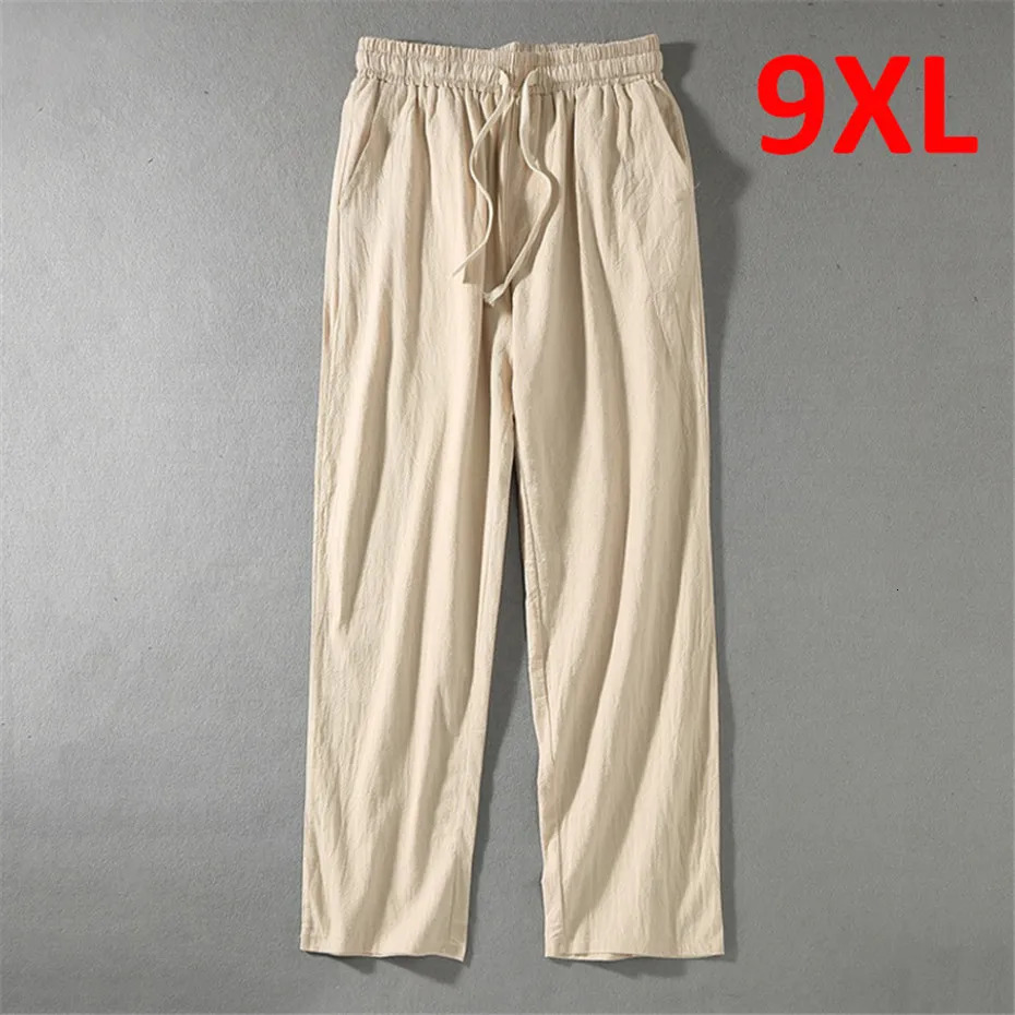Linen Pants Men Plus Size 9XL 8XL Pants Summer Linen Trousers Male Fashion Casual Solid Color Pants Big Size 8XL 9XL 260918