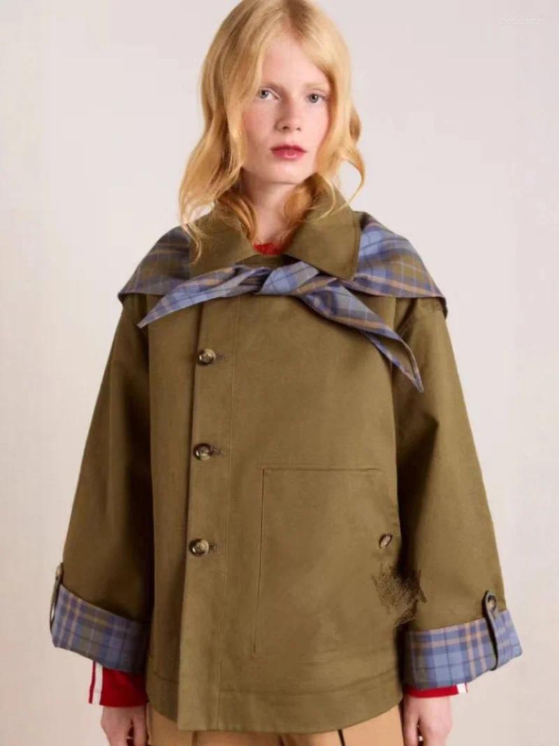 Women's Double-Sided Jacket Autumn Winter Clothing With Lapel Long-Sleeved Embroidery Pockets Fashionable Outerwear