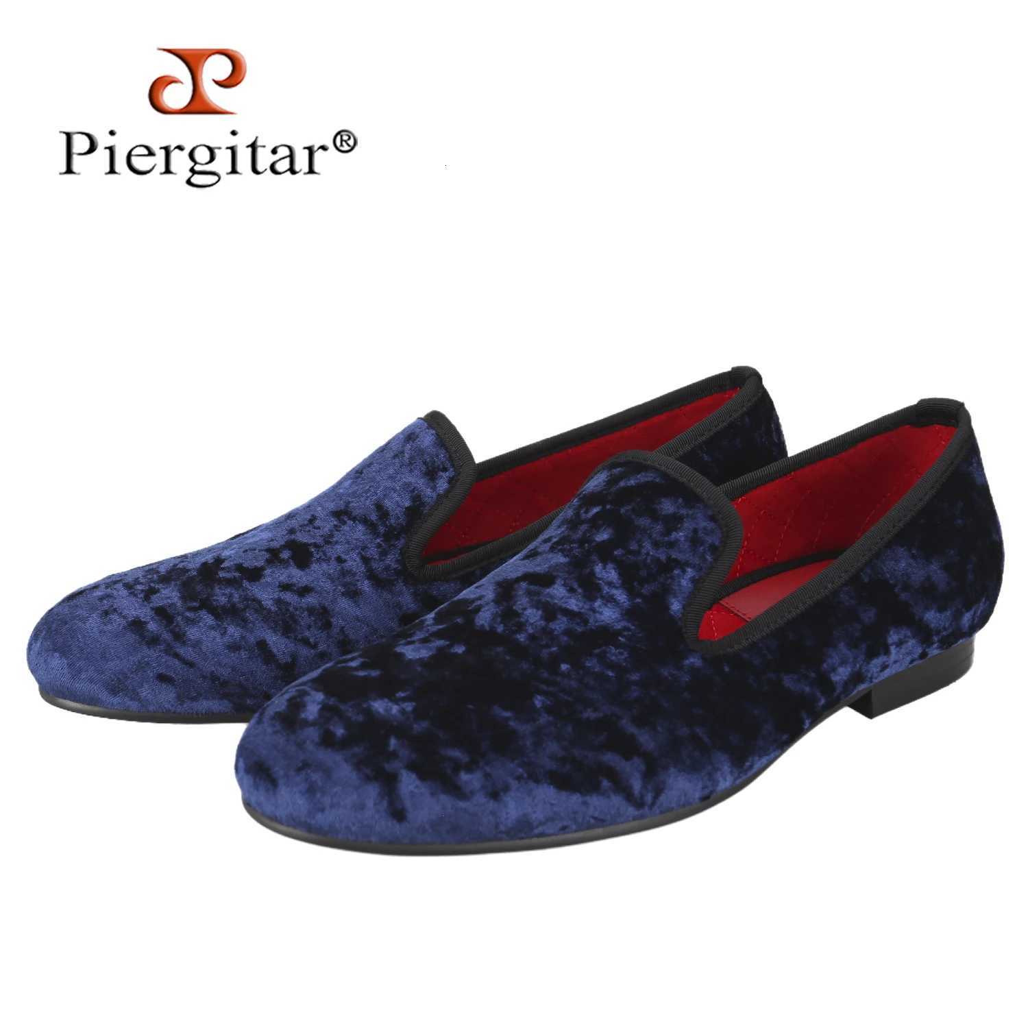 Dress Shoes Pierigitar 2026 New Five Colors Velvet Slip-On Loafers For Banquet And Prom Wear Handmade Men's Smoking Slippers Plus Size X260923