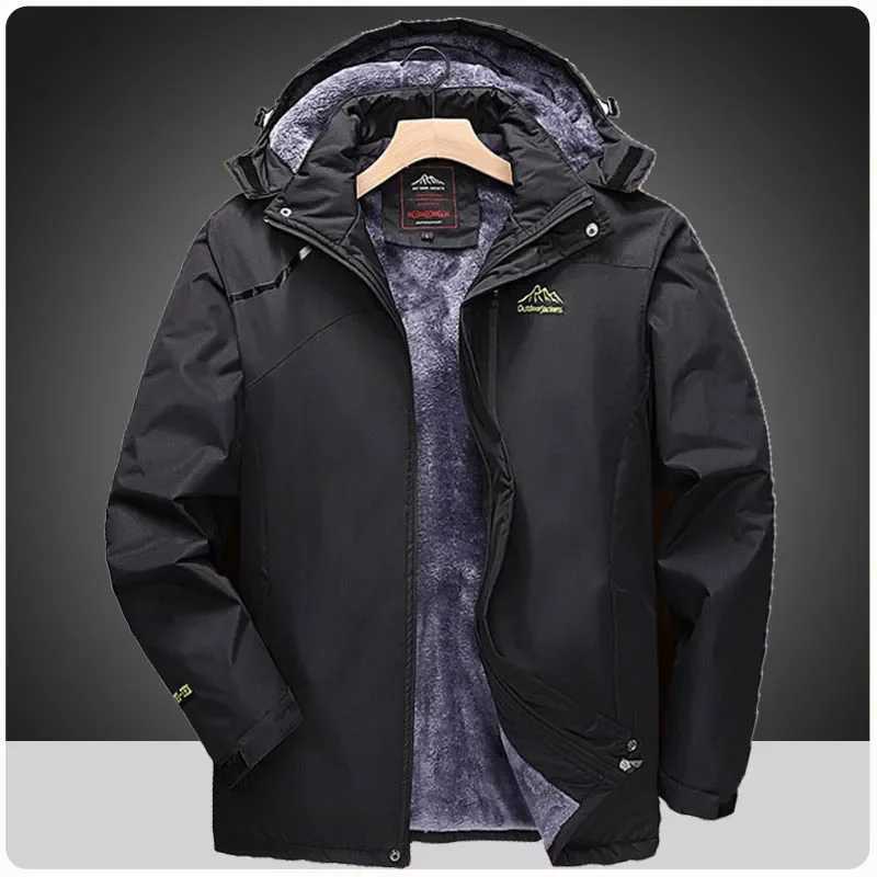 Men's Down Parkas Plus size Men Winter Thick Fleece Parkas Waterproof Jacket Men Quality Outdoor Jet Ski Snow Warm Parkas Jacket Coat Men Outwe