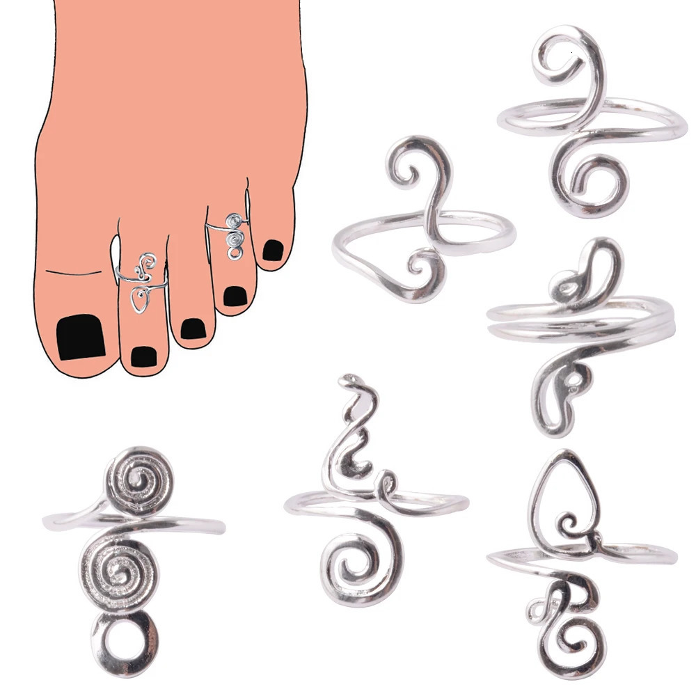 361L Steel Knuckle Foot Ring Open Toe Rings For Women Summer Beach Vacation Girls Finger Heart Ring Adjustable Size 260922